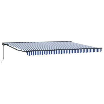 Copertină retractabilă manuală Albastru și Alb 4 x 2 m GartenMobel Dekor