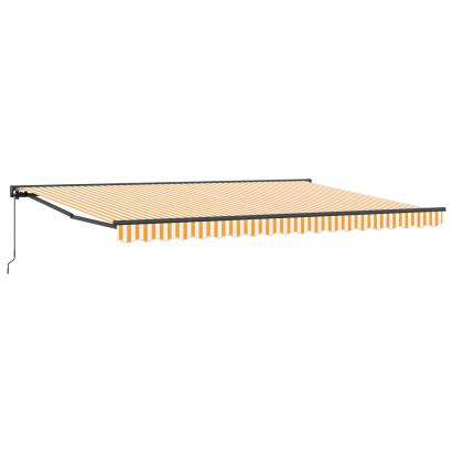 Copertină retractabilă manuală Galben și alb 4 × 3,5 m GartenMobel Dekor