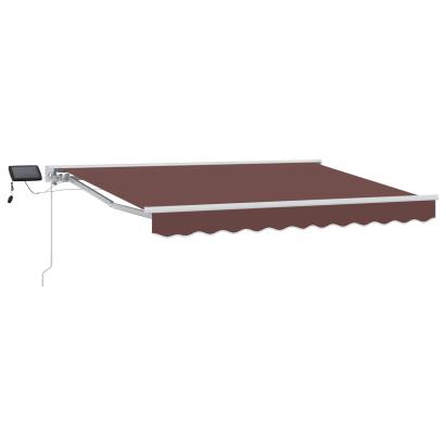 Cadru manual de marchiză cu LED-uri Maro și alb 3,5 x 2 m GartenMobel Dekor
