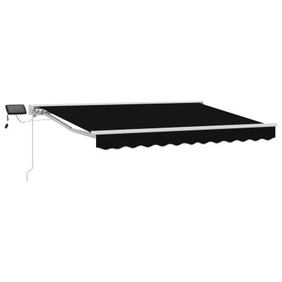 Cadru manual de marchiză cu LED-uri Negru și Alb 3 x 2,5 m GartenMobel Dekor