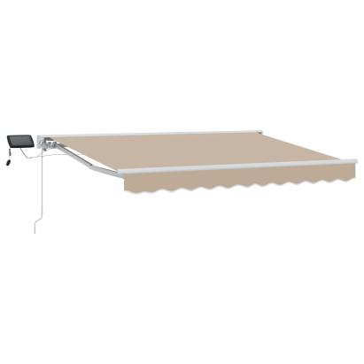 Cadru manual de marchiză cu LED-uri Bej și Alb 3 x 2,5 m GartenMobel Dekor
