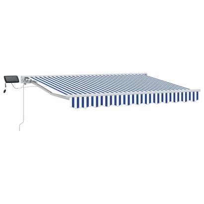 Cadru manual de marchiză cu LED-uri Albastru și Alb 3,5 x 2,5 m GartenMobel Dekor