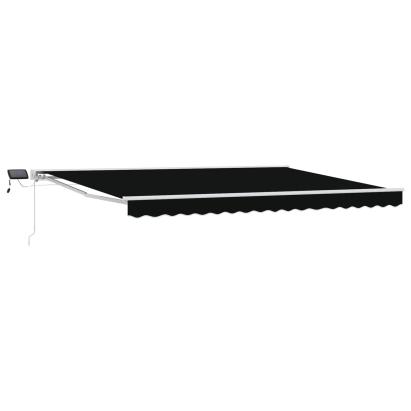 Cadru manual de marchiză cu LED-uri Negru și Alb 4 × 3,5 m GartenMobel Dekor
