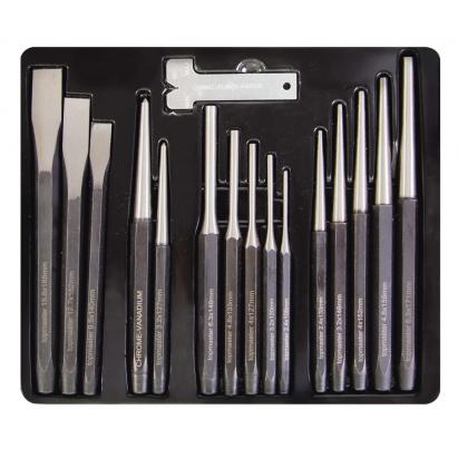Set dornuri si dalti 15 piese din otel CR-V cu gauge Topmaster