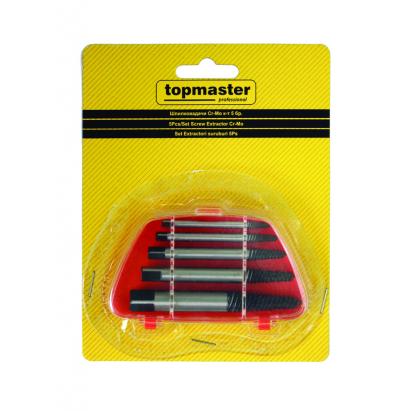Set extractoare pentru suruburi rupte 5 piese din otel Cr-Mo Topmaster