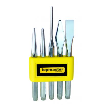 Set 5 dalti si punctatoare Topmaster din otel CR-V pentru atelier