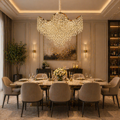 Candelabru din cristal VELOURA Magno, 13xE14, D60 cm, auriu