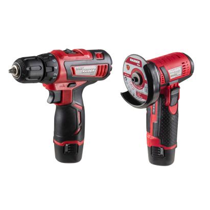 Set bormasina si polizor unghiular cu acumulator 12V 2x2Ah Raider Pro