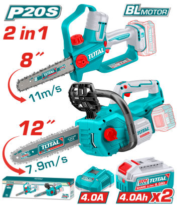 Kit combo TOTAL 20V cu fierastrau electric 8" si drujba 12" brushless