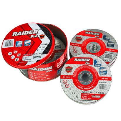 Set 50 discuri pentru tăiere metal și inox 125x1.0x22.2 mm Raider Pro