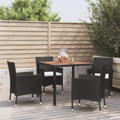 Set mobilier de grădină cu perne, 5 piese, negru, poliratan GartenMobel Dekor