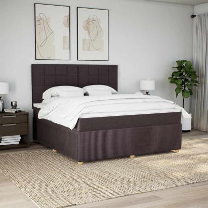 Pat continental cu saltea maro închis 180x200cm material textil GartenMobel Dekor