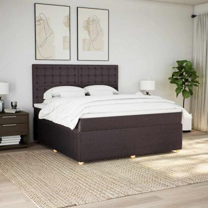 Pat continental cu saltea maro închis 180x200cm material textil GartenMobel Dekor