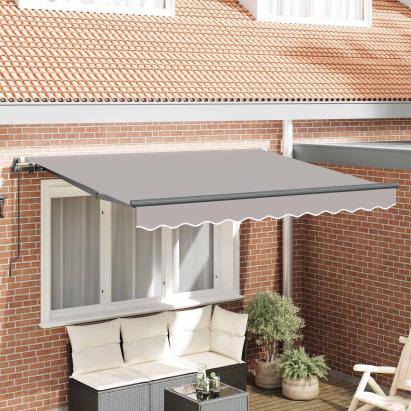 Cortina Retractabilă Manual Gri deschis 250 x 200 cm țesătură GartenMobel Dekor