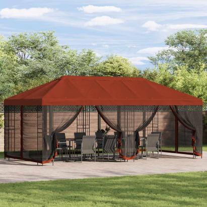 Pavilion cu panouri laterale 6 x 3 m Terracota GartenMobel Dekor