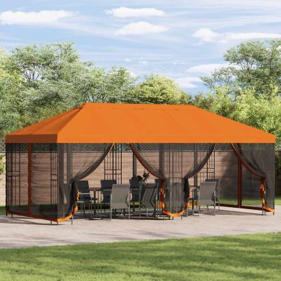 Pavilion cu panouri laterale 6 x 3 m Portocaliu GartenMobel Dekor