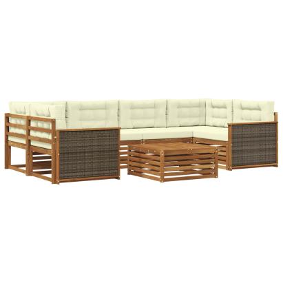 Set de canapele de exterior cu pernă 7 pcs Natural și Crem GartenMobel Dekor