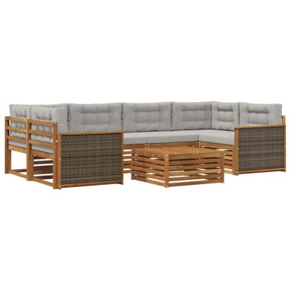 Set de canapele de exterior 7 pcs Natural și gri deschis GartenMobel Dekor