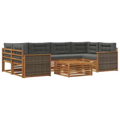 Set de canapele de exterior cu pernă 7 pcs Natural și Antracit GartenMobel Dekor