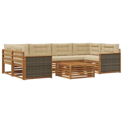 Set de canapele de exterior cu pernă 7 pcs Natural și Bej GartenMobel Dekor