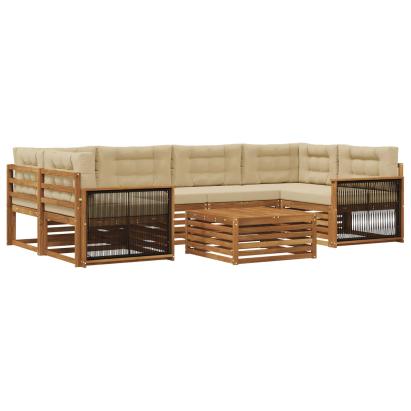 Set de canapele de exterior cu pernă 7 pcs Natural și Bej GartenMobel Dekor