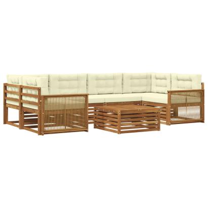 Set de canapele de exterior cu pernă 7 pcs Natural și Crem GartenMobel Dekor