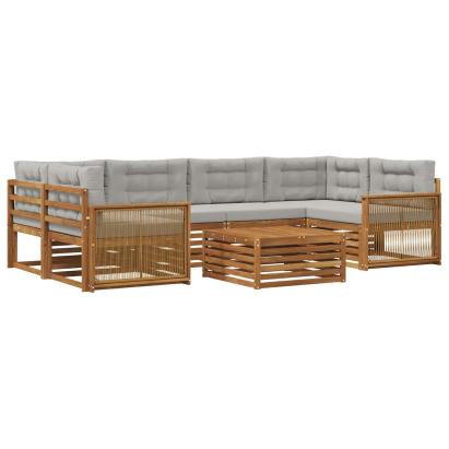 Set de canapele de exterior 7 pcs Natural și gri deschis GartenMobel Dekor