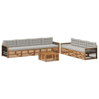 Set de canapele de exterior 8 pcs Natural și gri deschis GartenMobel Dekor