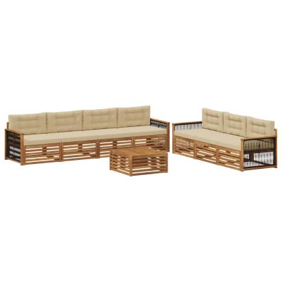 Set de canapele de exterior cu pernă 8 pcs Natural și Bej GartenMobel Dekor