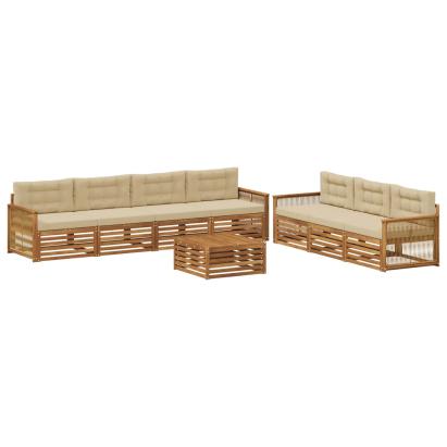 Set de canapele de exterior cu pernă 8 pcs Natural și Bej GartenMobel Dekor