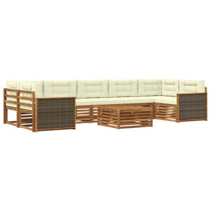 Set de canapele de exterior cu pernă 8 pcs Natural și Crem GartenMobel Dekor