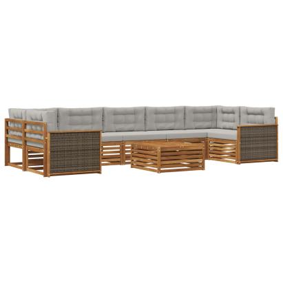 Set de canapele de exterior 8 pcs Natural și gri deschis GartenMobel Dekor