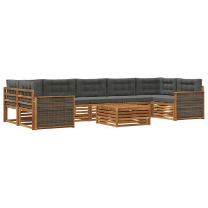 Set de canapele de exterior cu pernă 8 pcs Natural și Antracit GartenMobel Dekor