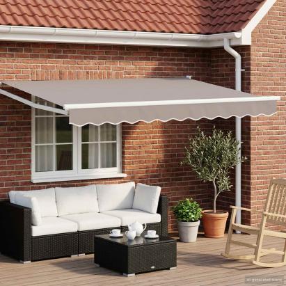 Marchiză electrică retractabilă gri deschis 2,5 x 2 m, cu telecomandă