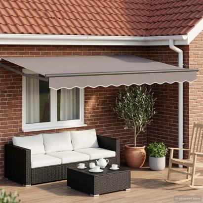 Marchiză retractabilă electrică gri deschis 2,5 x 2 m cu LED și senzor