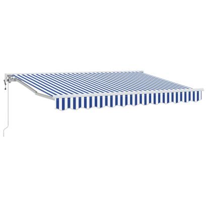 Marchiză retractabilă electrică pentru terasă, albastru/alb, 3,5 x 2,5 m