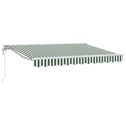 Marchiză electrică retractabilă verde/alb 3,5 x 2,5 m pentru terasă
