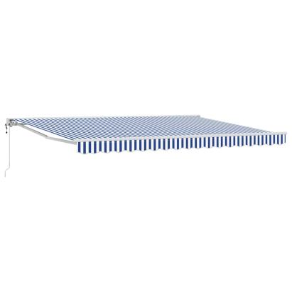 Marchiză retractabilă electrică pentru terasă 5 x 3 m, albastru și alb