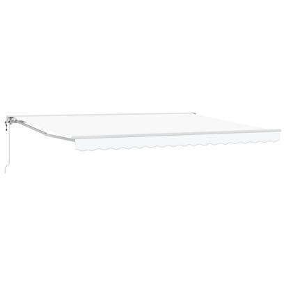 Marchiză retractabilă electrică albă 5x3 m, poliester PU, semi-casetă
