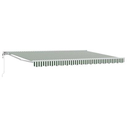 Marchiză retractabilă electrică pentru terasă 5 x 3 m, verde și alb