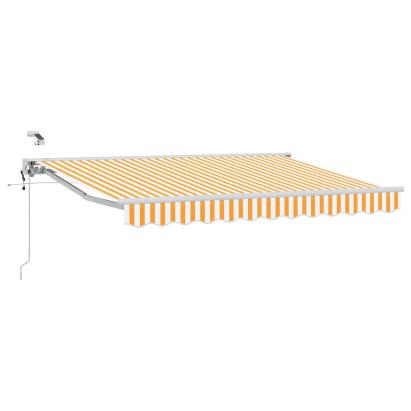 Marchiză electrică retractabilă galben-alb 3 x 2,5 m semi-casetată