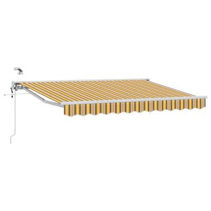 Marchiză electrică retractabilă semi-casetată, 3,5 x 2,5 m, galben/gri/alb
