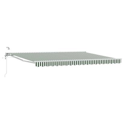 Marchiză electrică retractabilă verde și alb 4x3 m, semi-casetată