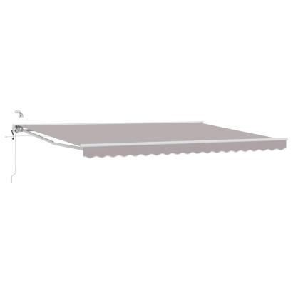 Marchiză electrică retractabilă semi-casetată 5x3 m, gri deschis/alb