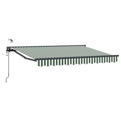 Marchiză electrică retractabilă verde/alb 3,5 x 2,5 m semi-casetată