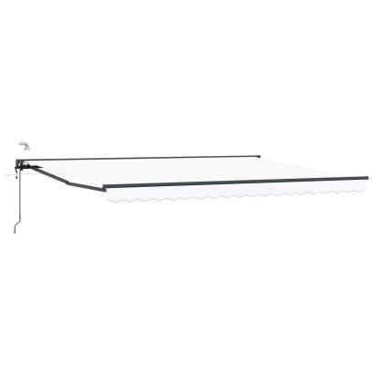 Marchiză electrică retractabilă albă 4x3 m, poliester PU, semi-casetată