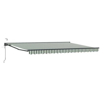 Marchiză electrică retractabilă 5 x 3 m verde/alb, semi-casetată