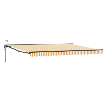 Marchiză electrică retractabilă 5x3,5 m galben/alb, semi-casetată