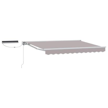 Marchiză electrică retractabilă semi-casetată 3,5 x 2 m, gri deschis/alb