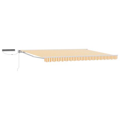 Copertină retractabilă electrică 4x2 m, galben-alb, semi-casetată